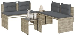 vidaXL Set canapea de grădină cu perne, 4 piese, gri deschis poliratan