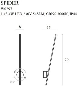 Aplica LED ambientala design modern minimalist SPIDER auriu