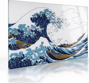 Tablou pe sticlă - Desen japonez, valuri (70x50 cm)
