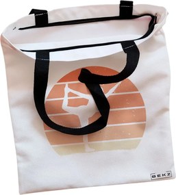 Sacosa de Panza pentru Cumparaturi, Geanta Tote, Yoga 6, Cu fermoar, 38x34.5 cm, Alba, BEKZ®