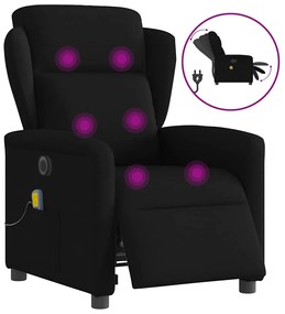 vidaXL Fotoliu electric de masaj rabatabil, negru, textil