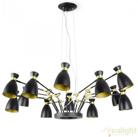 Lustra suspendata design Retro 20051 black and gold satin 12L