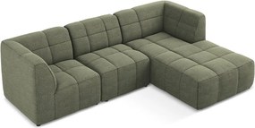 Colțar verde cu tapițerie din țesătură bouclé (cu colț pe partea dreaptă/cu șezlong) Aloha – Makamii