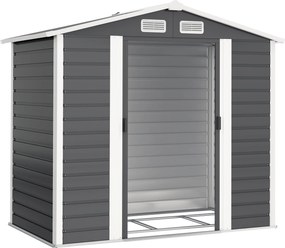 Outsunny Magazie de Grădină din Tablă de Oțel cu 4 Orificii de Ventilație și 2 Uși Glisante, 213x120x194 cm, Gri Închis | Aosom Romania