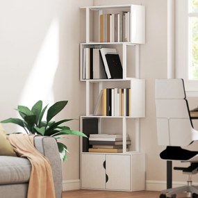 HOMCOM Bibliotecă Modernă cu 5 Rafturi și Dulăpior cu 2 Uși din Lemn Alb | Aosom Romania
