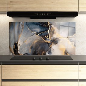 Panou Sticla Bucatarie, 60x150cm, Protectie aragaz, Antistropi, Termorezistent, Abstracte, Marble, Golden Abstract Marble