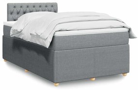 vidaXL Pat continental cu saltea, gri deschis, 120x200 cm, textil