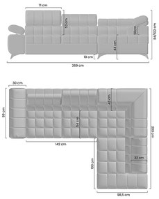 Canapea de colț pentru sufragerie Dragonis Dreapta - Grafit Zetta 305