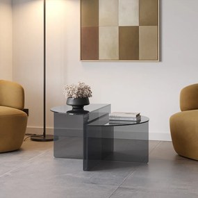 Măsuțe de cafea gri 2 buc. rotunde din sticlă ø 80 cm Velta – MOME