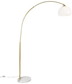 Lampă cu arc modernă din alamă cu abajur alb - Arc Basic