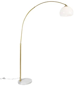 Lampă cu arc modernă din alamă cu abajur alb - Arc Basic