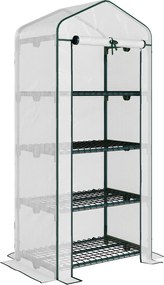 Outsunny Seră Verticală pentru Balcon și Terasă cu 4 Rafturi, Structură din Oțel și PE, 70x50x160 cm, Alb | Aosom Romania