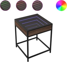 vidaXL Măsuță de cafea cu LED infinity, stejar maro, 40x40x51 cm