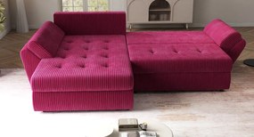 Colțar extensibil dumonde cu ladă de depozitare si sezut confortabil din spuma high-density, Loana Zoom Red 270x185 cm