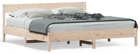 3216200 vidaXL Cadru pat cu tăblie 200x200 cm, lemn masiv de pin