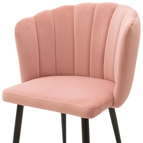 Set 2 scaune dining Esme Pakoworld din metal și catifea roz-negru