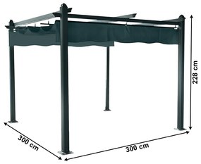 Pergolă de lux cu acoperiş glisant, aluminiu, grafit, PEPY LUX