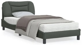 3207731 vidaXL Cadru de pat cu tăblie, gri închis, 80x200 cm, textil