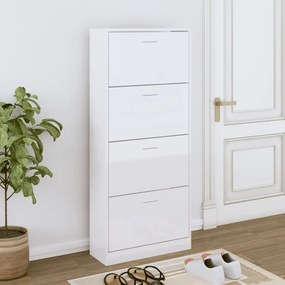 vidaXL Pantofar, alb extralucios, 63x24x147 cm, lemn compozit