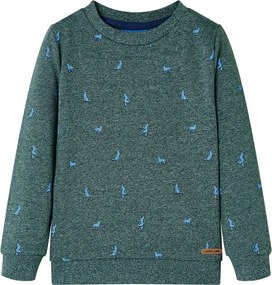 vidaXL Bluzon pentru copii, verde închis melanj, 128