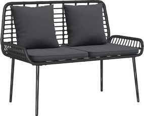 vidaXL Bancă de grădină Negru și antracit poliratan