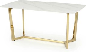 Masa CLEMENTE, alb/auriu, ceramica/metal, 160x90x76 cm