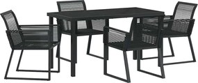 vidaXL Set de masă pentru grădină 5 pcs Negru