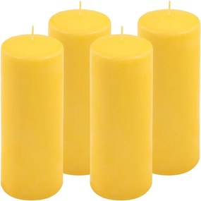 Set de lumânări pilon, 20 cm, Ø 7,5 cm, galben, 4 buc