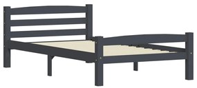 322089 vidaXL Cadru de pat, gri închis, 90x200 cm, lemn masiv de pin