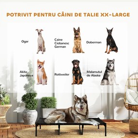 PawHut Pat Înălțat pentru Câini de Talie Mare cu Zonă Respirabilă și Geantă 122x92x23 cm Negru | Aosom Romania