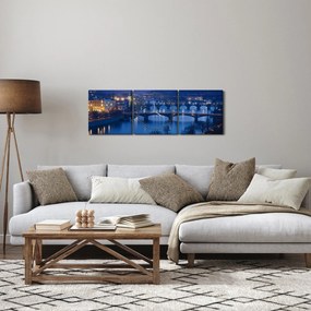 Tablou cu podurile din Praga (cu ceas) (90x30 cm)