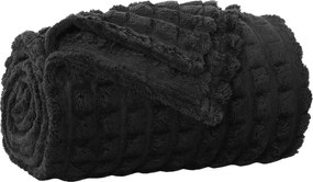 vidaXL Pătura de aruncat Negru 200 x 150 cm Molton