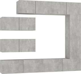 vidaXL Set dulapuri TV, 7 piese, gri beton, lemn prelucrat