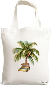 Sacosa de Panza pentru Cumparaturi, Geanta Tote, model Books 8 38 x 34.5 cm, Alba, BEKZ®