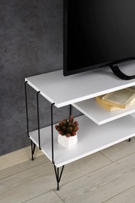 Comoda TV Eze, Crem - Alb - Maro - Gri, 120 x 45 x 30 cm