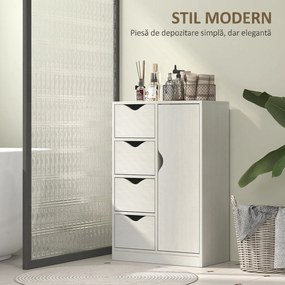 HOMCOM Mobilier Dulap Baie cu 4 Sertare si 2 Niveluri, Modern si Practic pentru Baie, Alb | Aosom Romania
