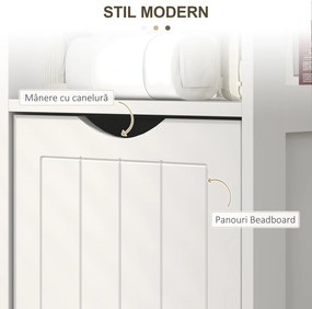 HOMCOM Mobilier de Baie cu 3 Rafturi Deschise și 2 Sertare, 30x30x141.2 cm, Alb | Aosom Romania