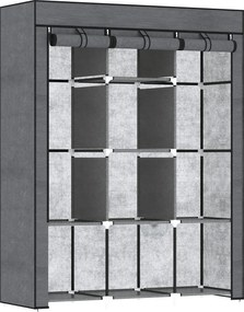 HOMCOM Dulap din Material Textil cu Bază Înălțată, 8 Rafturi și 2 Bare, 125x43x162.5 cm, Gri Închis | Aosom Romania