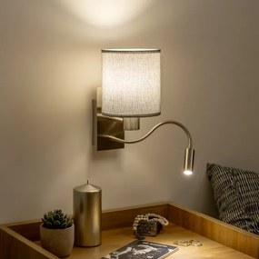 Lampă LED flexibilă de perete Brilagi NUBILA 1xE27/25W/230V + LED/3W crom mat/gri