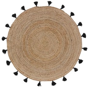Covor negru-natural rotund ø 120 cm Shira – douceur d'intérieur