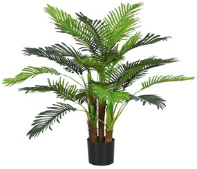 HOMCOM Palmier Artificiel H.1 m Arbore Artificial Trunchi Ramuri Lichen Frunze Mare Realism Ghiveci Inclus | Aosom Romania