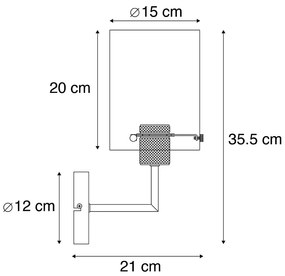 Lampa de perete de design neagra cu sticla fumurie - Dome