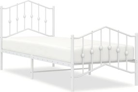 vidaXL Cadru de pat metalic cu tăblie de cap/picioare alb, 80x200 cm