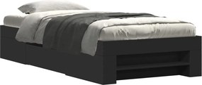 vidaXL Cadru de pat, negru, 100x200 cm, lemn prelucrat
