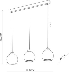 Lustră LED suspendată pe cablu DEVI 3xE27/15W/230V negru/bej fumuriu