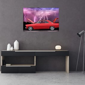 Tablou cu mașina roșie (90x60 cm)