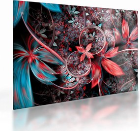 Tablou pe sticlă abstract cu flori exotice (70x50 cm)