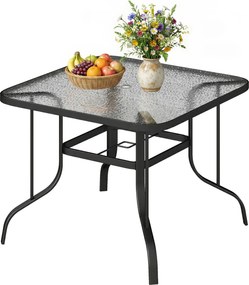 Outsunny Masă de Grădină pentru 4 Persoane cu Gaură pentru Umbrelă Ø54 mm, 96,5x96,5x70 cm, Negru | Aosom Romania