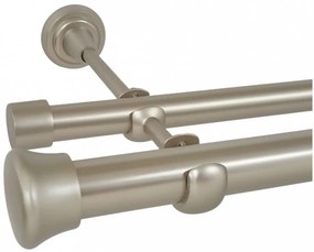 Galerie dubla fara inele FULDA 25/19 - CROM MAT (Alege marime: 360 cm)