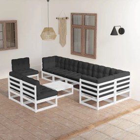 3076690 vidaXL Set mobilier de grădină cu perne, 10 piese, lemn masiv de pin